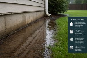 A picture showing the effect of water pooling near your foundations